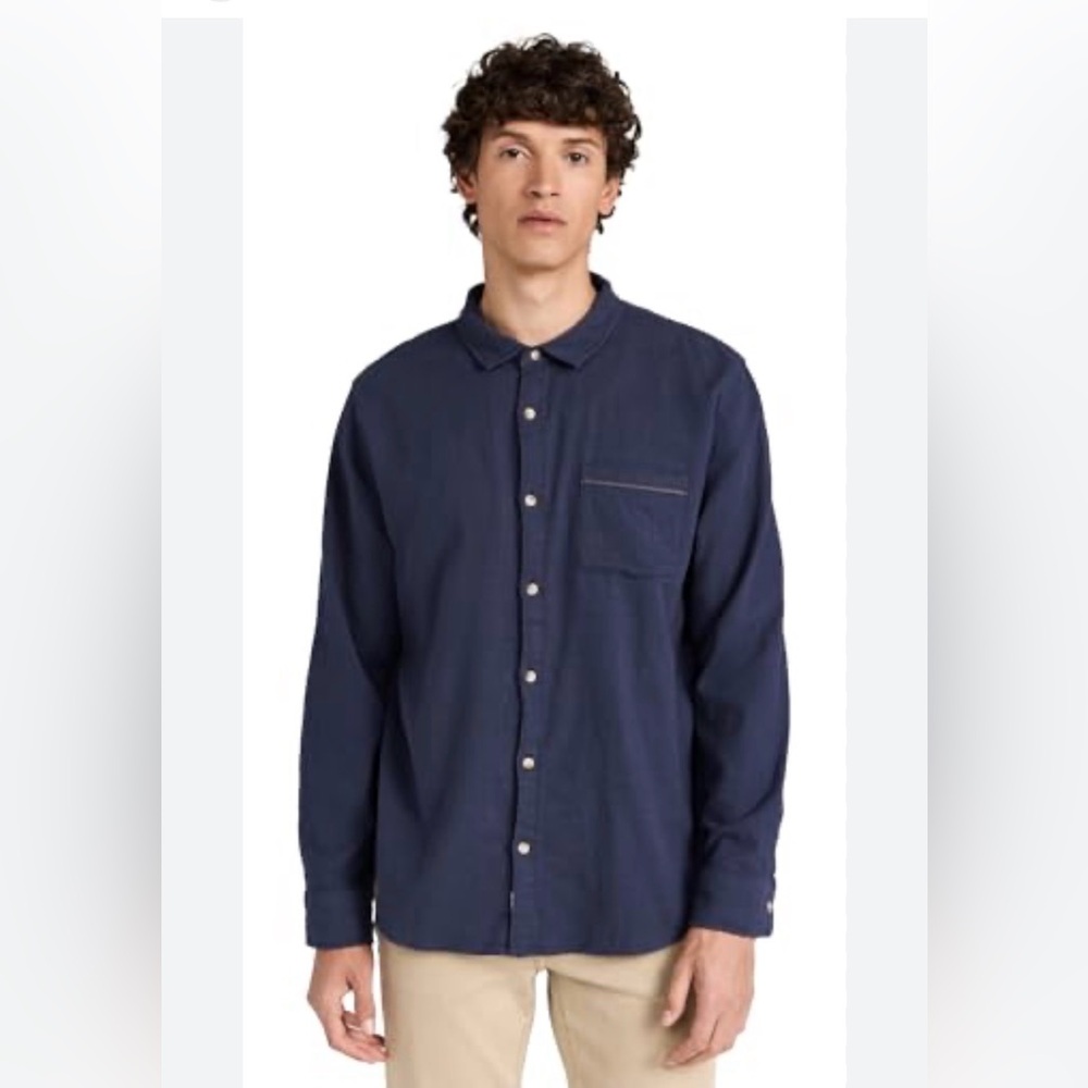 Marine Layer‎ Classic fit selvage stretch button down blue size XXL